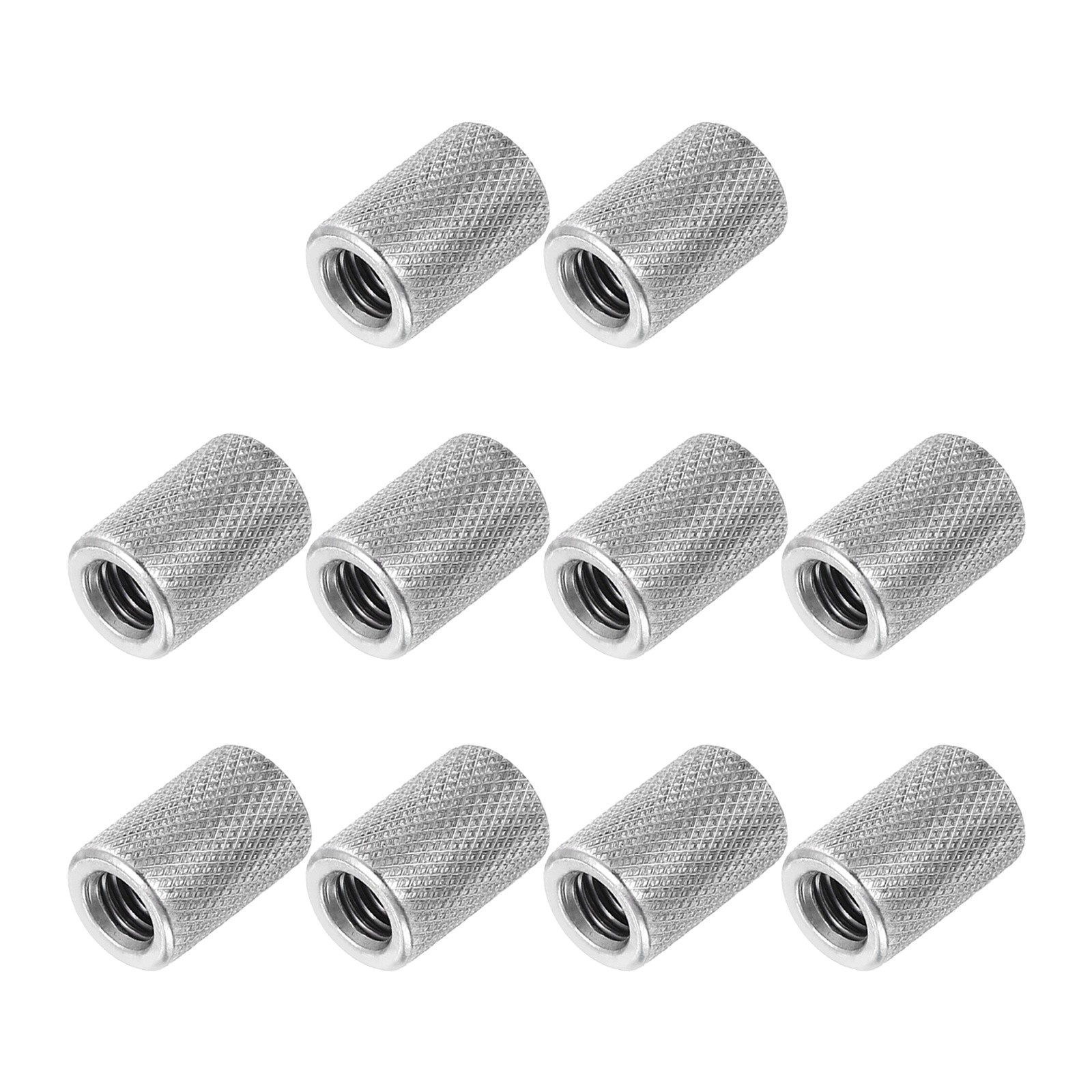 M6 10 Pack 304 Stainless Steel Round Knurled Connector Nuts,0.39"OD x 0.59"H