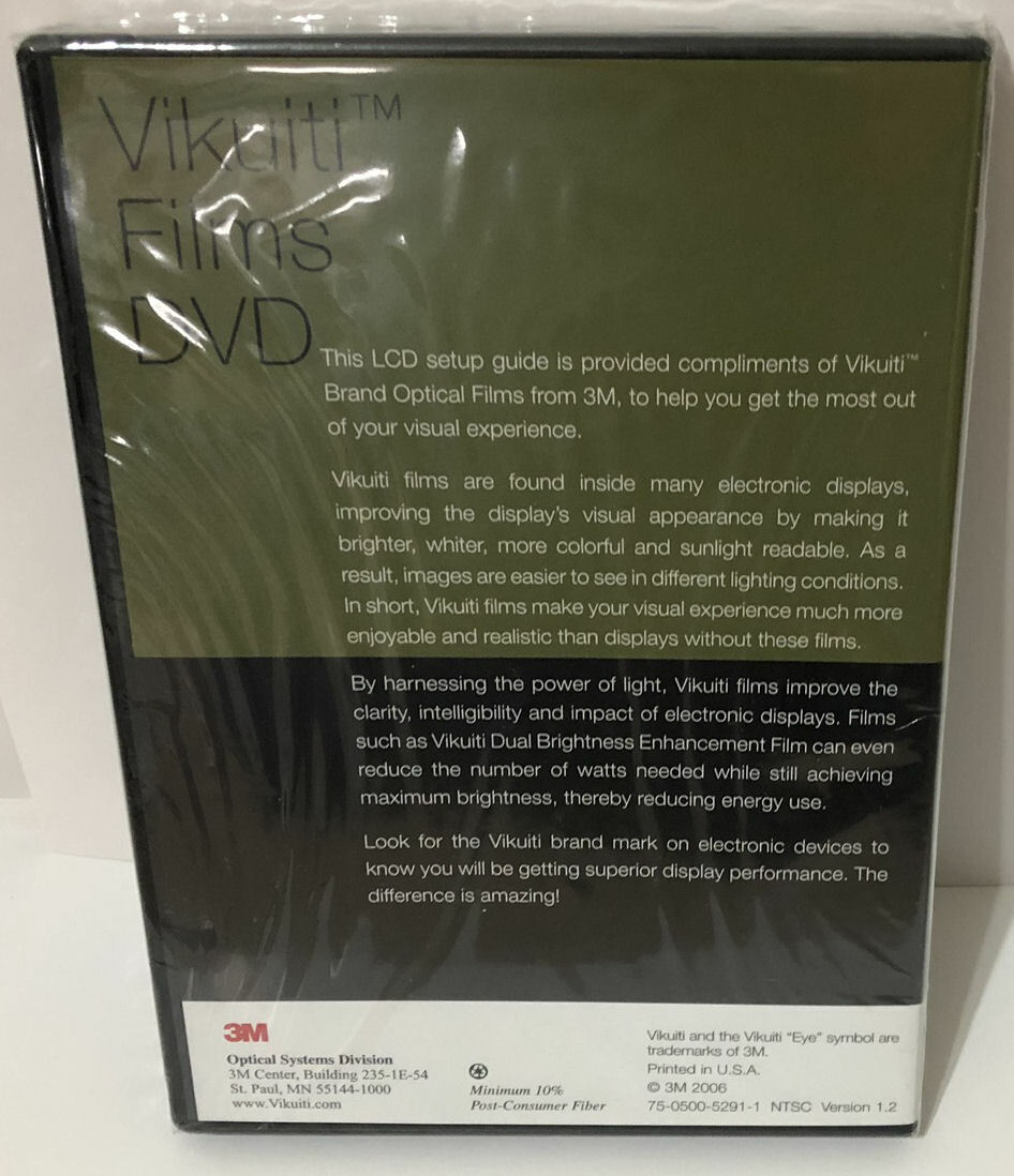 3M Vikuiti LCD Setup Guide DVD And Glasses NTSC Version 1.2 ! NEW, SEALED ! 🔥