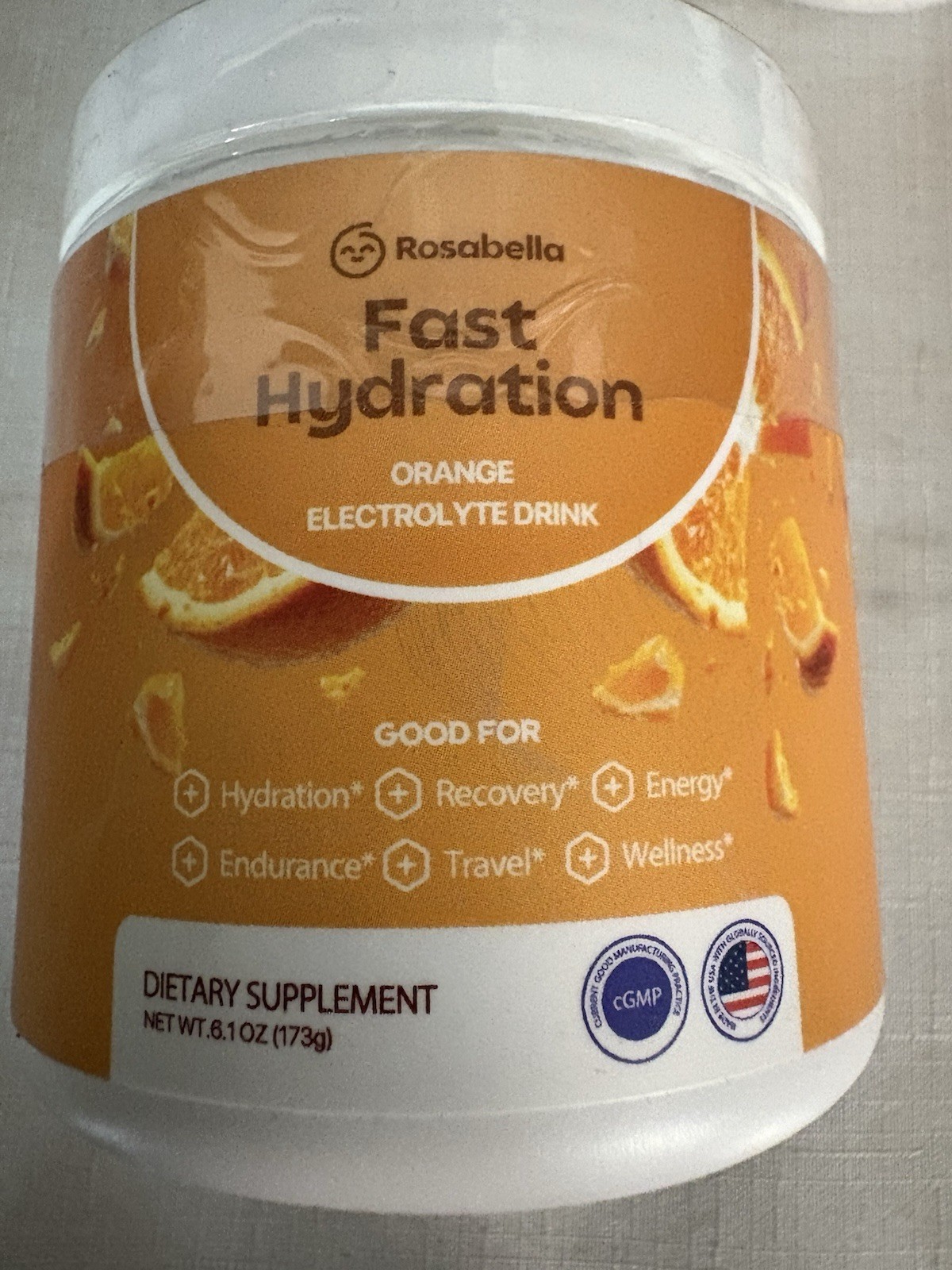 Rosabella Hydration Electrolyte Drink Mix Powder Orange  2 Containers