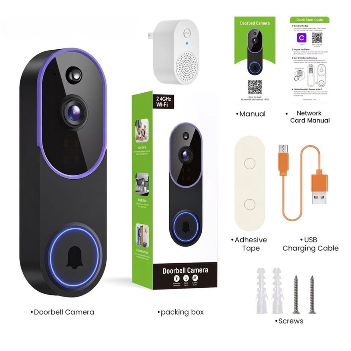 WiFi Ring Doorbell  Camera With Chime 1080P HD Security Camera Wireless Variety