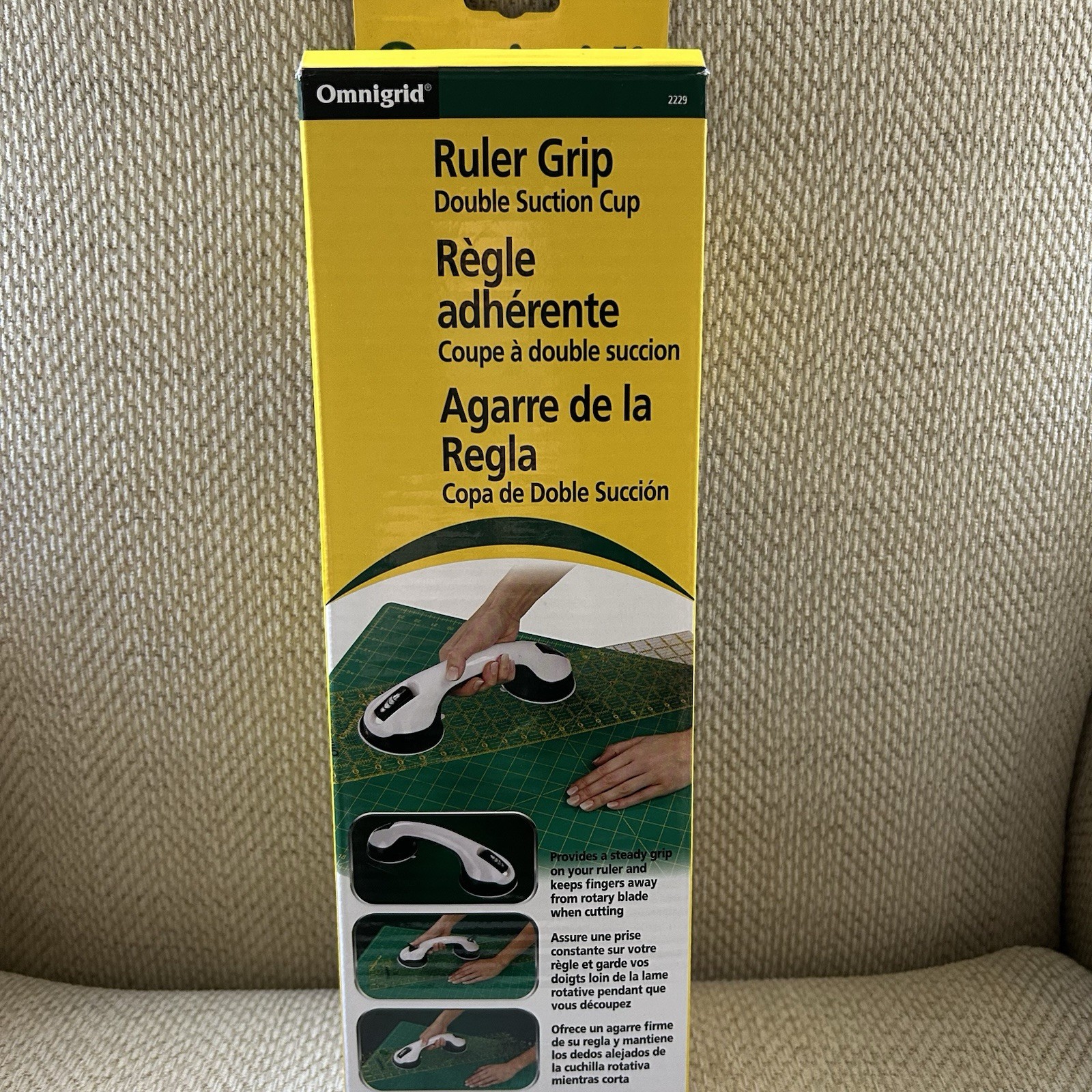 Omnigrid 2229 Ruler Grip Double Suction Cup White New Open Box