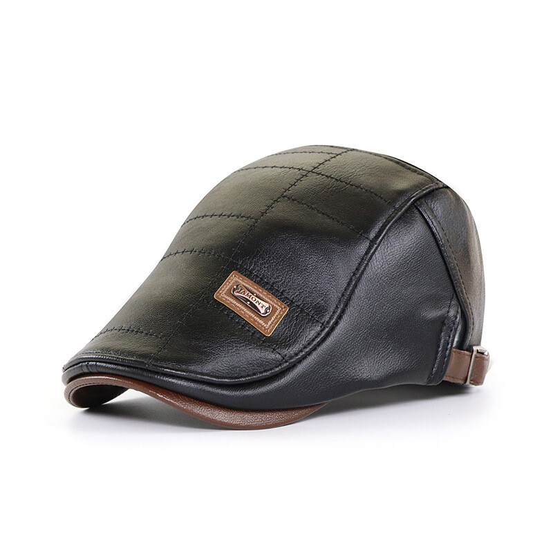 Men Beret Hat Leather Cap Warm Autumn Winter Newsboy Gatsby Ivy Hat Golf Driver
