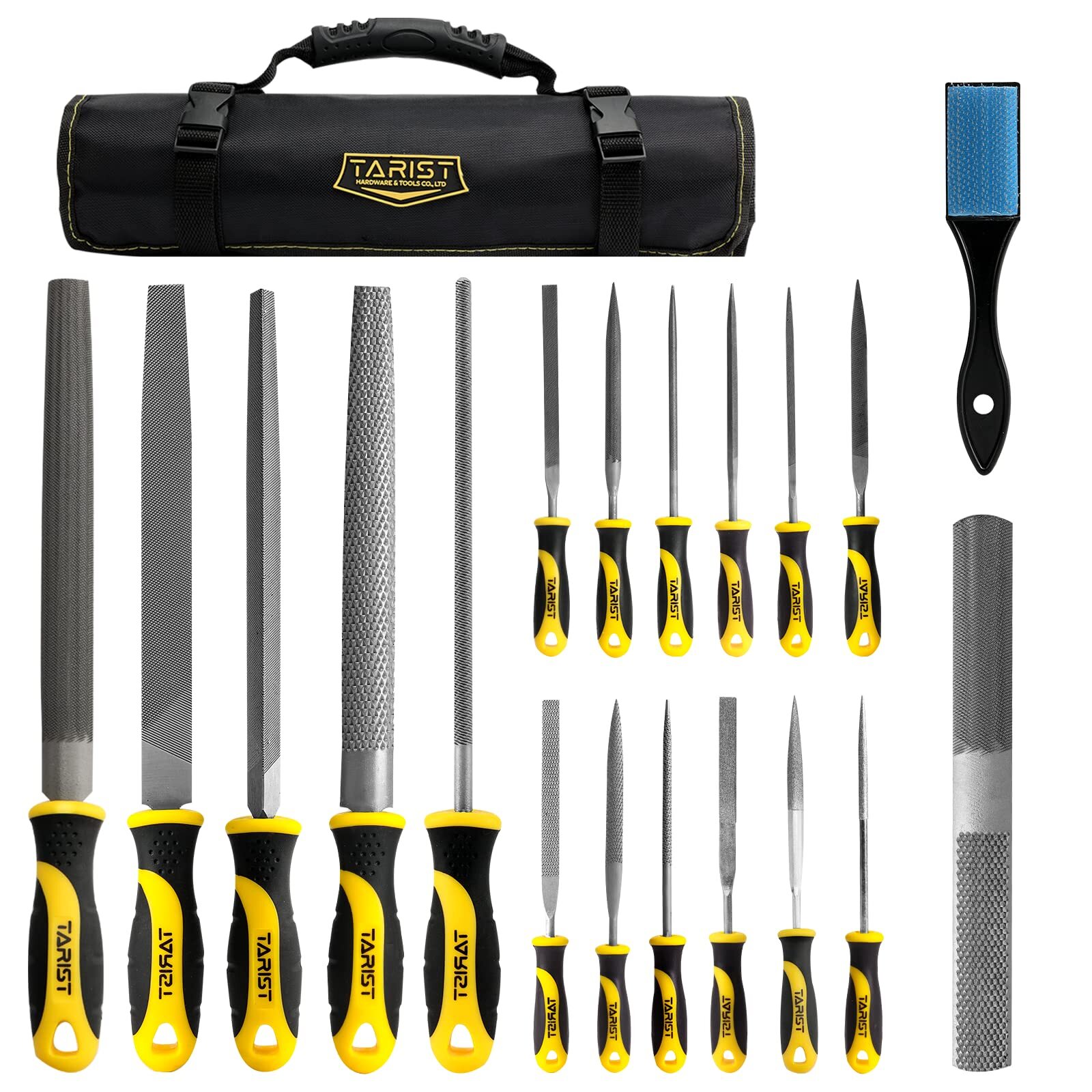 19pcs Metal & Rasp File Set With Tool Bag Includes Flat/halfround/round/triangle