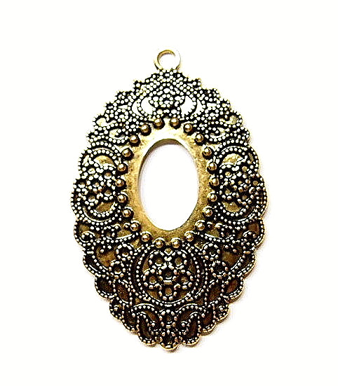 4 of 25x18mm Antique Gold XL Victorian Art Deco Beaded Pendant Settings 68x44mm