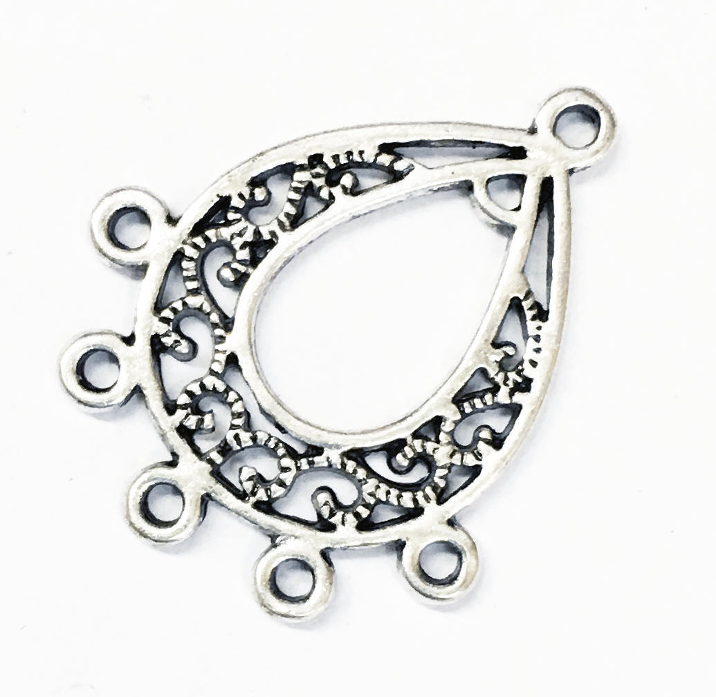 20 pcs Antique silver double sided Chandelier with 6 loops , bulk connector