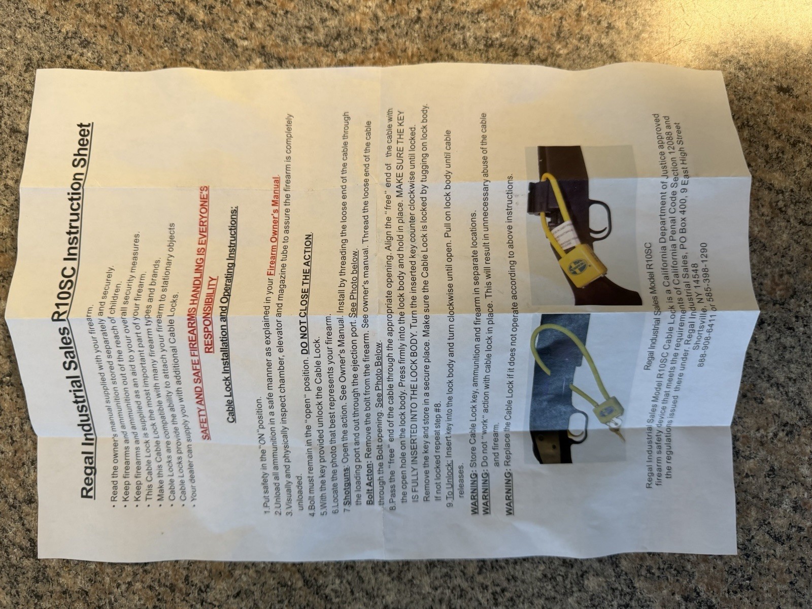 NEW Mossberg Firearm Cable Lock R10SC Yellow - 2 Keys & Instructions