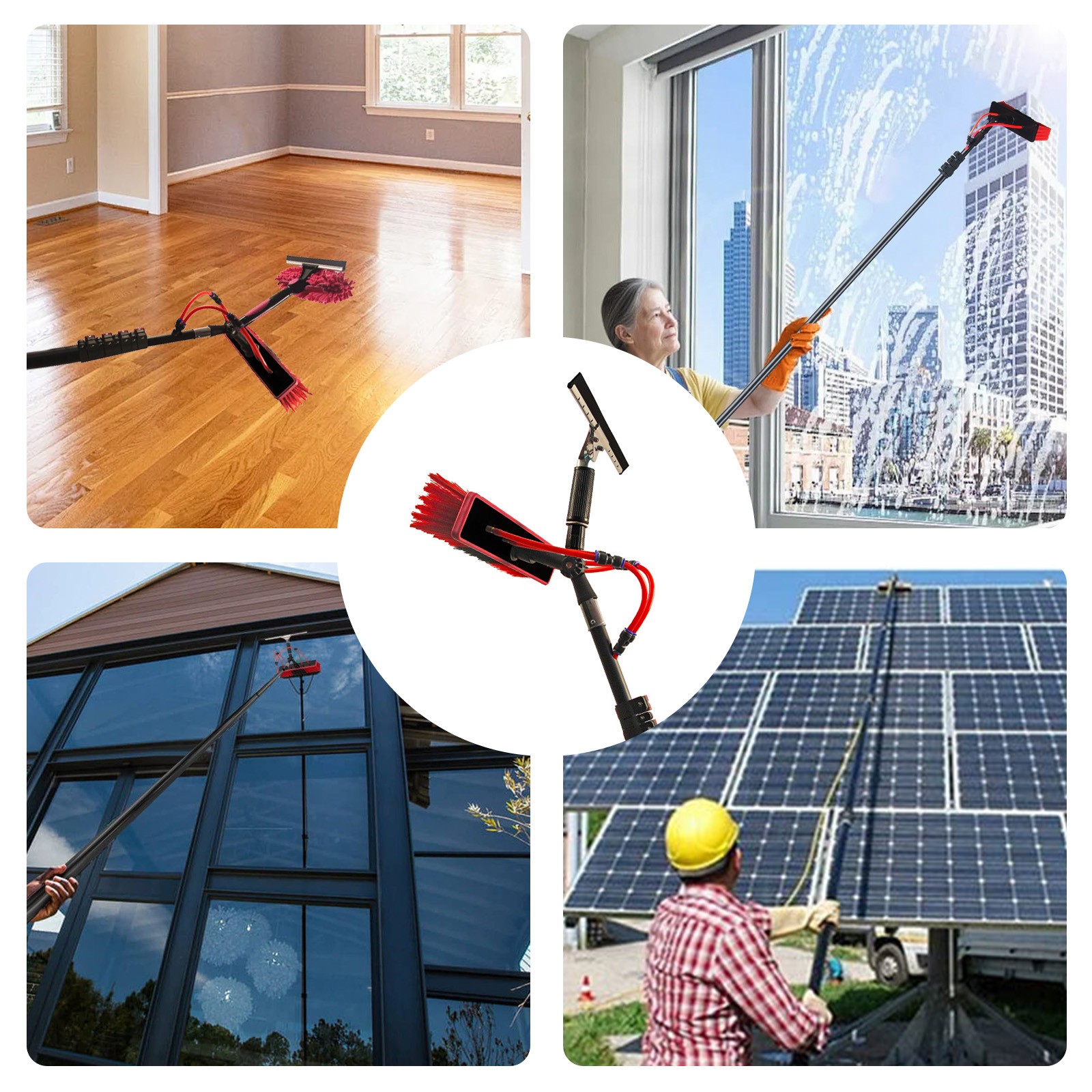 11pcs Adjustable Solar Panel Cleaning Kit Stainless Steel Window Cleaner Scraper