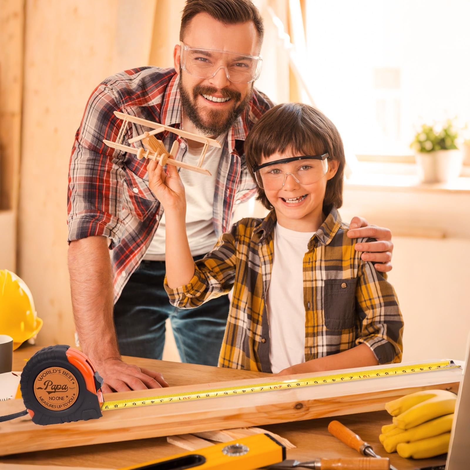 Engraved 25 FT Tape Measure Tool Genuine Leather Papa Gifts from Kids