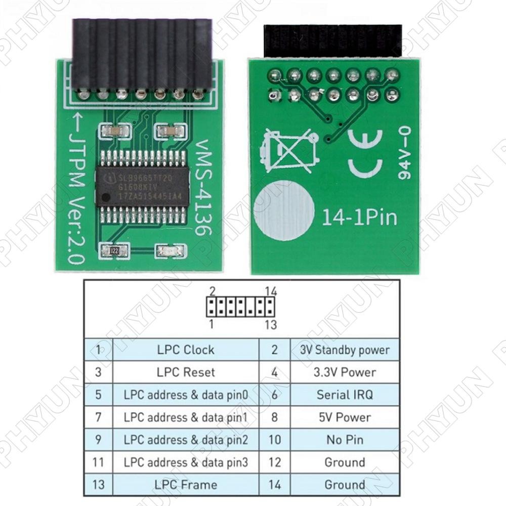 Support For 14 Pin LPC MS-4136 TPM 2.0 Version Trusted Platform Security Module