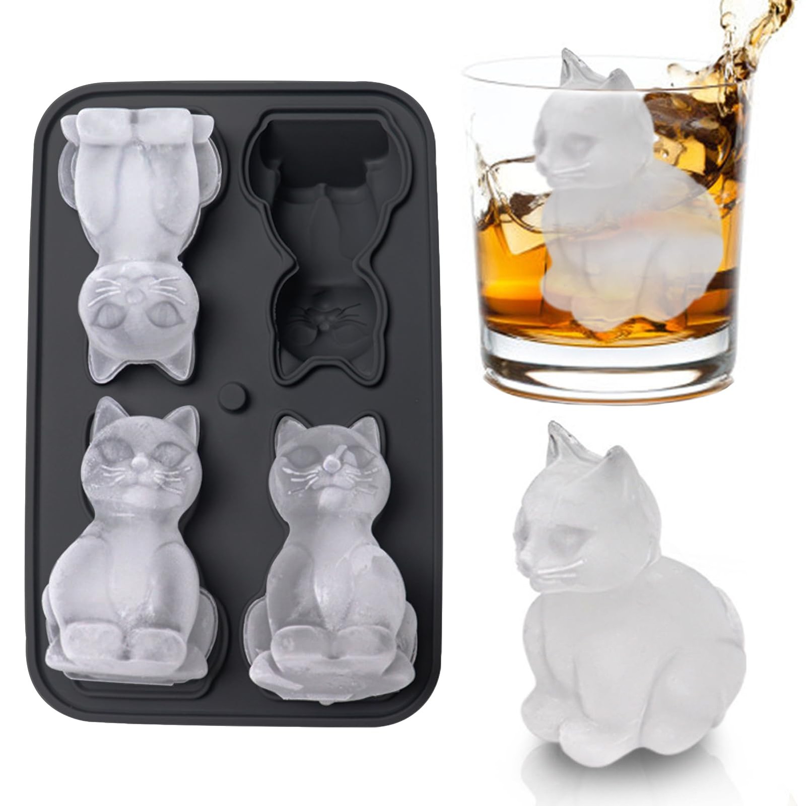3D Cat Ice Cube Mold, Admaison Tray with Funnel 1,
