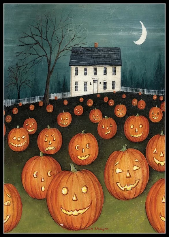 Pumpkin Hollow House - DIY Counted Cross Stitch Patterns Needlework Halloween