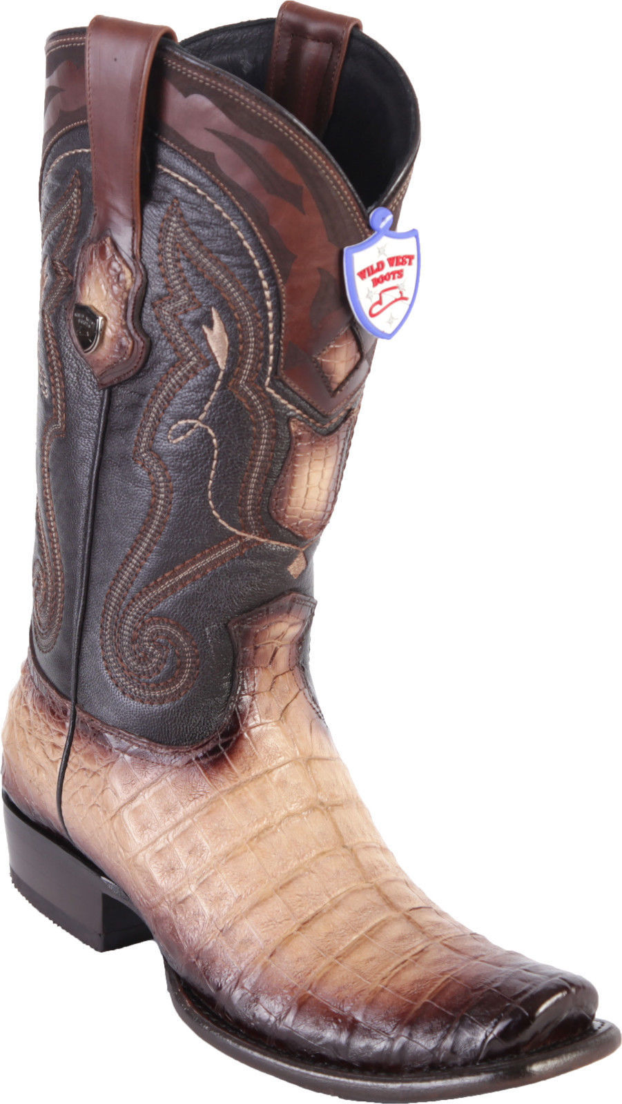 WILD WEST ORYX TAN GENUINE CROCODILE BELLY WESTERN COWBOY BOOT DUBAI TOE (D)