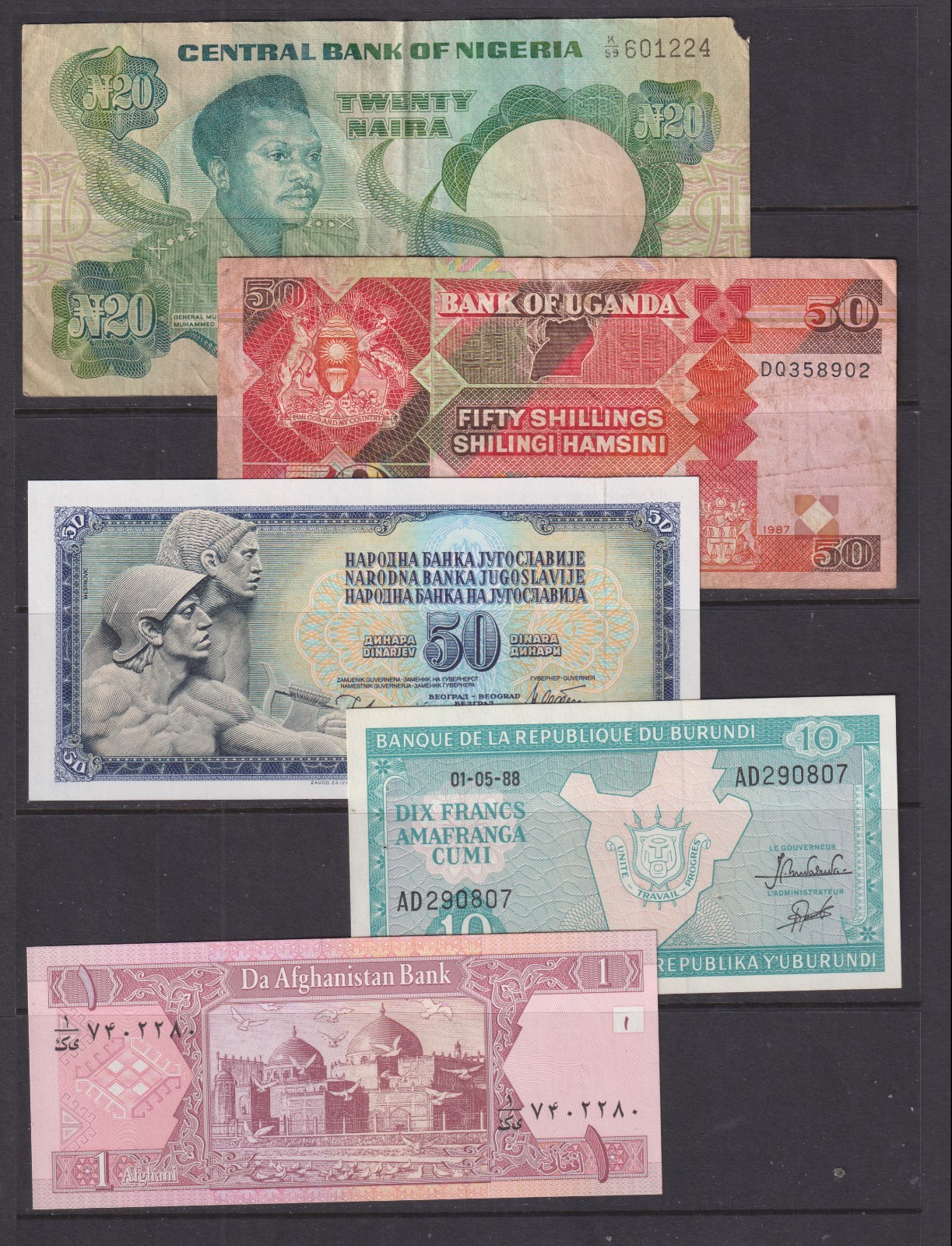 5 Worldwide Uncirculated to Circulated Banknotes - Countries as Shown (653)