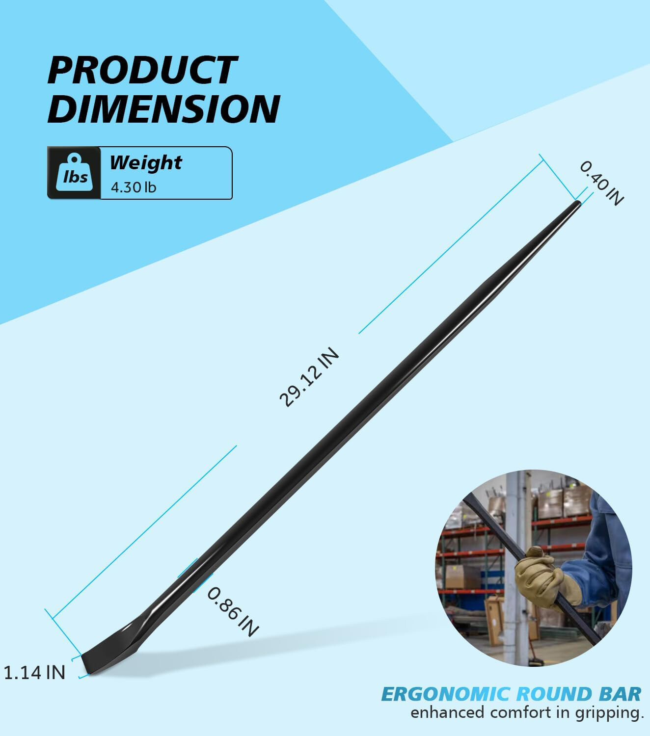 3248 Round 7/8" x 30" Connecting Bar Sleever Bar for Aligning Prying Chiseling