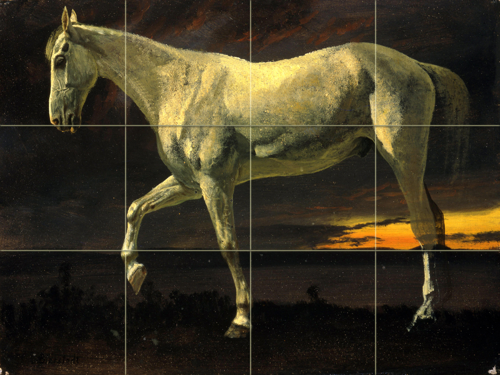 Art White Horse and Sunset Ceramic Mural Backsplash Bath Tile #2187