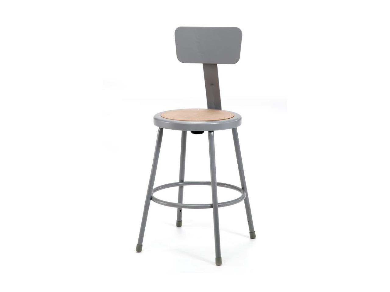 NPS 6224B 6200 Series Heavy Duty Steel Stool With Backrest - Supports Up to 500