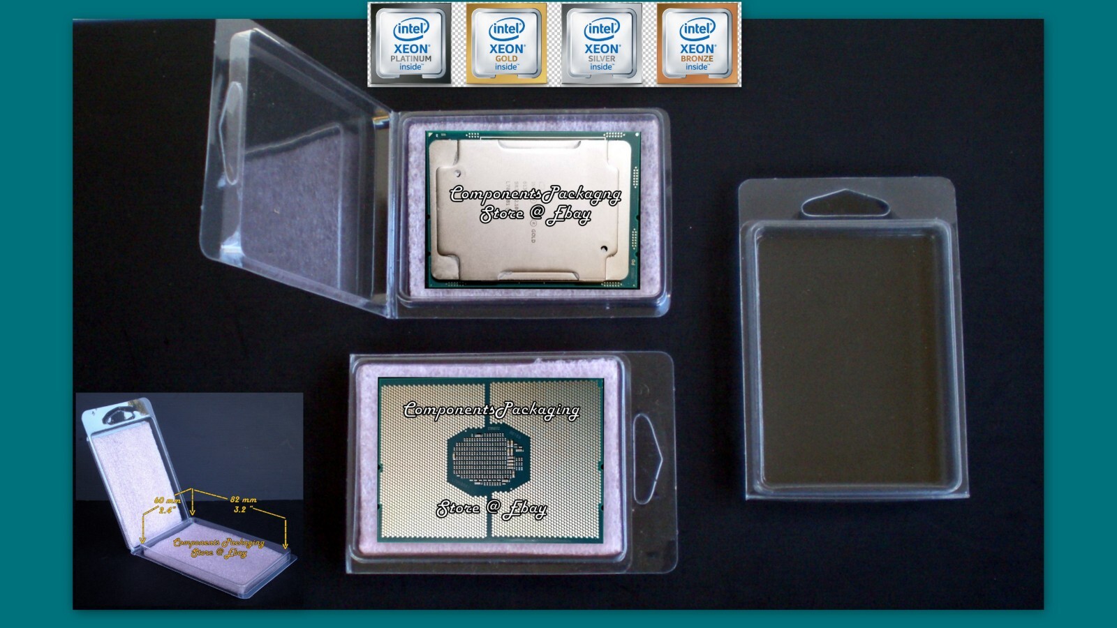 Intel Socket LGA4189 CPU Packaging Case Clam Shell + ESD Foam - Lot of 12 25 60