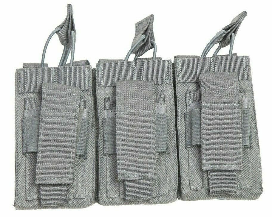 VISM Triple Rifle Magazine MOLLE Pouch w/ Pistol Mag Pouch Tactical Hunt GRAY