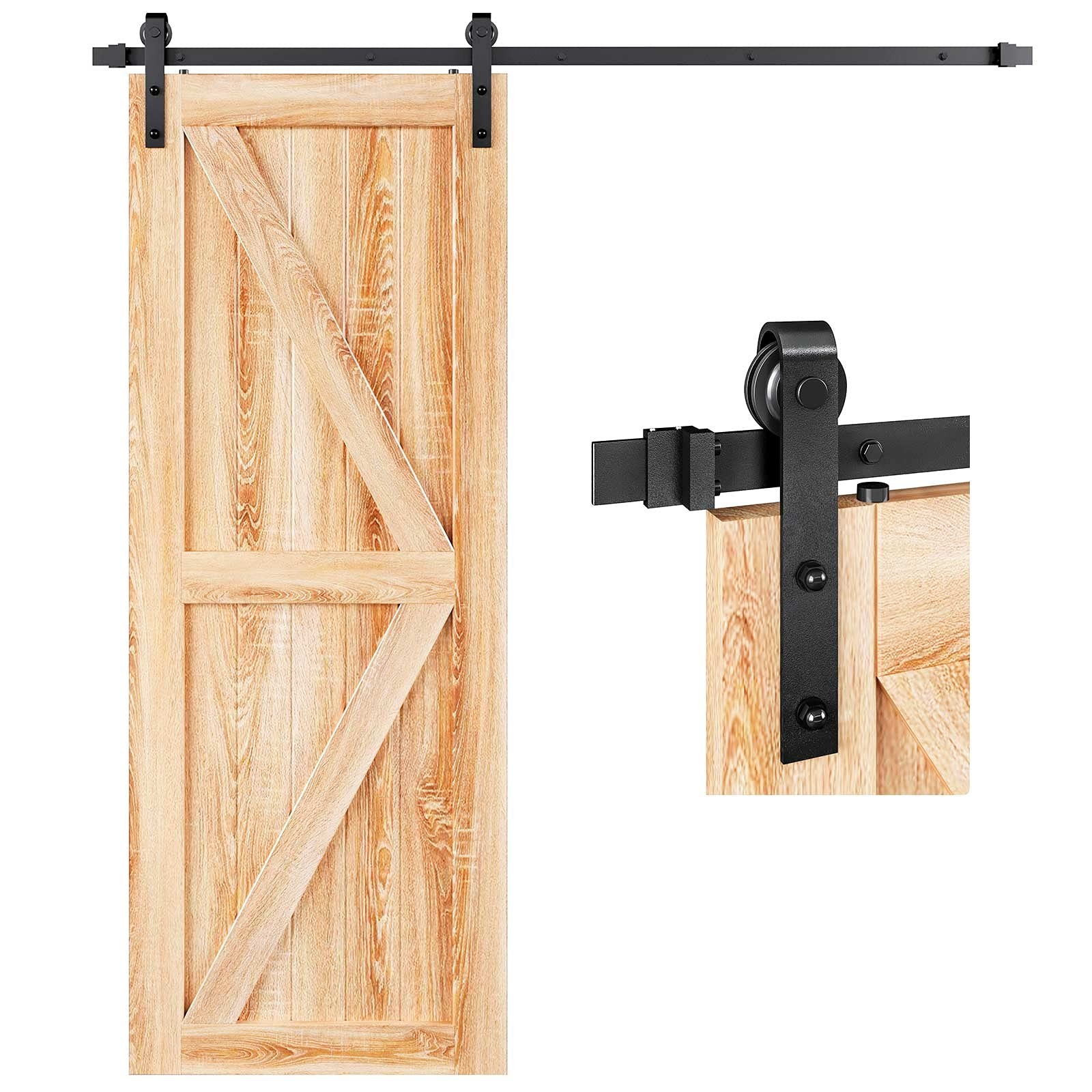EaseLife 4 FT Sliding Barn Door Hardware Track Kit,Basic J 4FT, Black