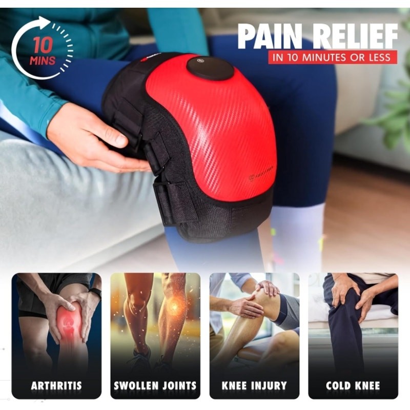Neocarbon Wireless Knee Massager Heated Compression Vibration Red Open Box