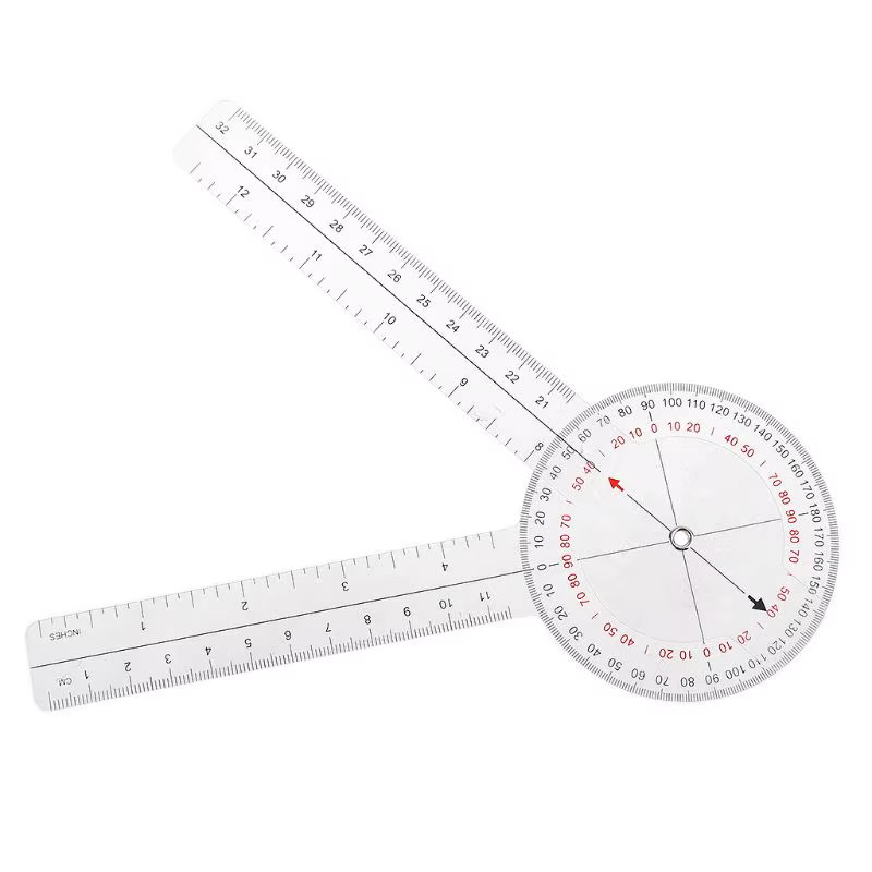 12 Inch Goniometer Transparent Orthopedic Ruler Plastic Goniometer 360 Degree fo