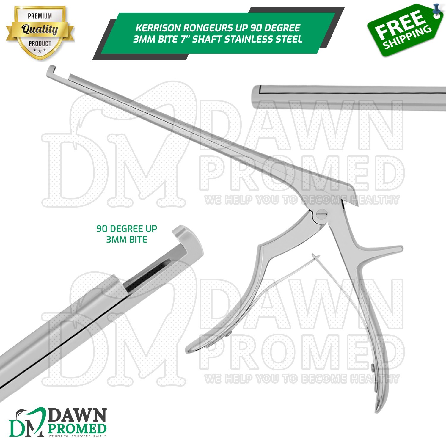 Kerrison Rongeur 7" Shaft with 3mm 90° Up Bite Punch Forceps German Grade