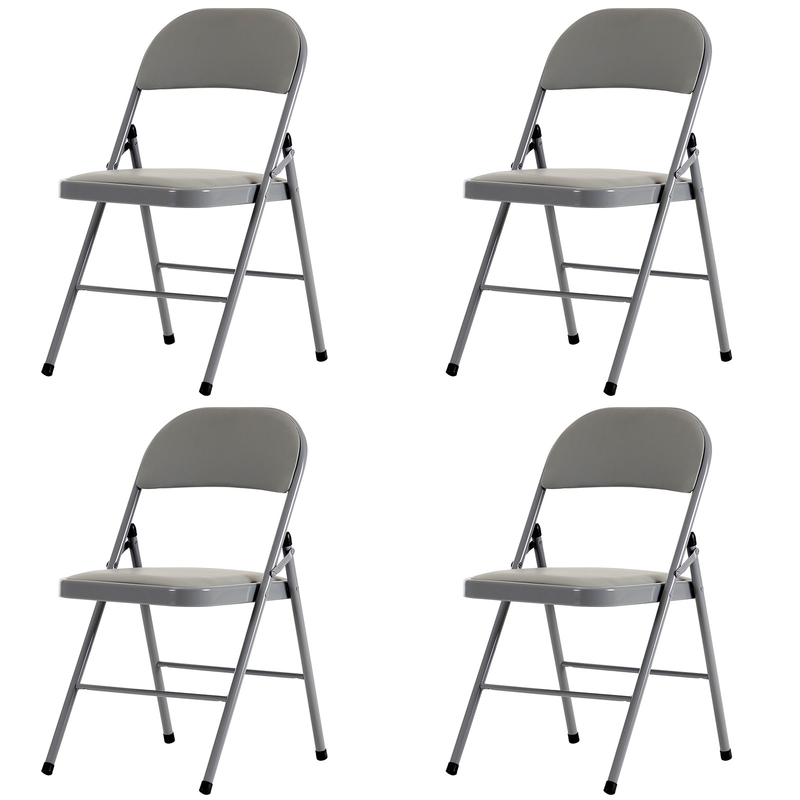 4pcs Elegant Foldable Iron & PVC Chairs for Convention & Exhibition Gray