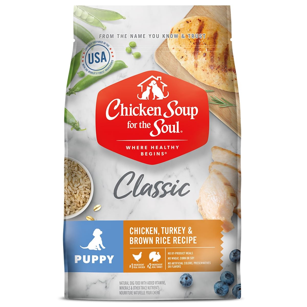 Chicken Soup for The Soul Dry Puppy Food, Real Meat, 13.5lb, Brain & Bone Suppor
