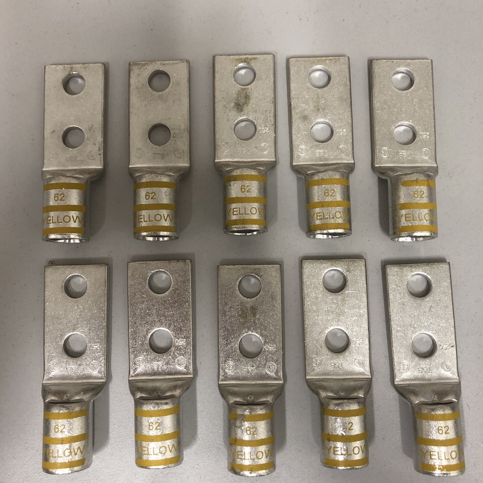 Lot Of (10) T&B Yellow Die 62 Compression Lug For 250 Copper