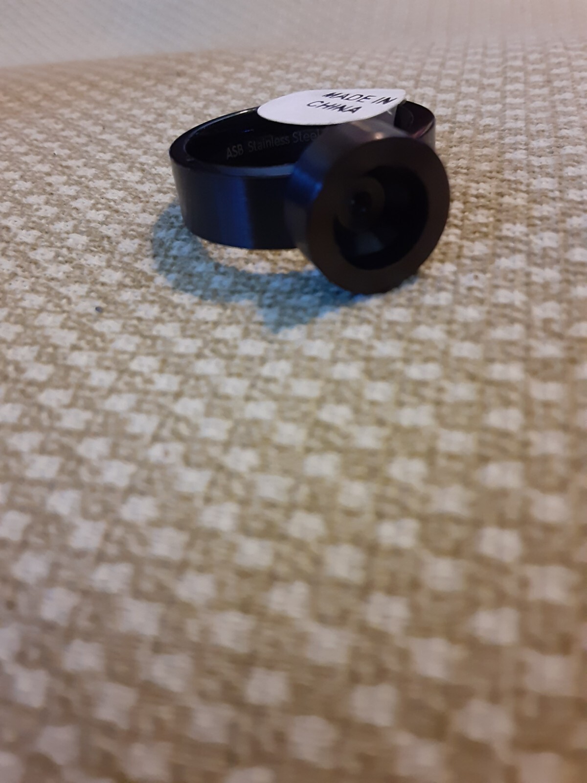 Gemtite Stainless Steel w/Black Rhodium PLTG 8MM Rd Spin TOP rG cASTING sz 8 6