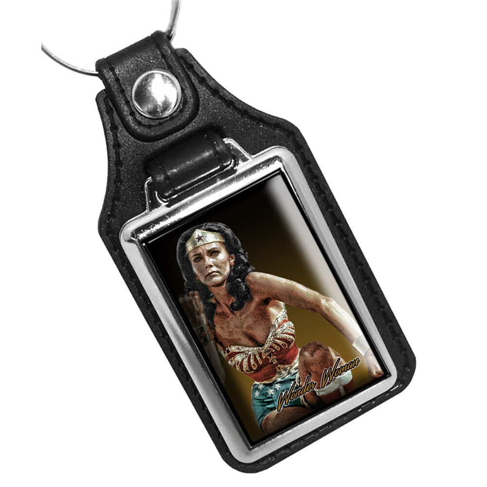 Linda Carter as Wonder Woman 1980's TV Show Design Faux Leather Key Ring