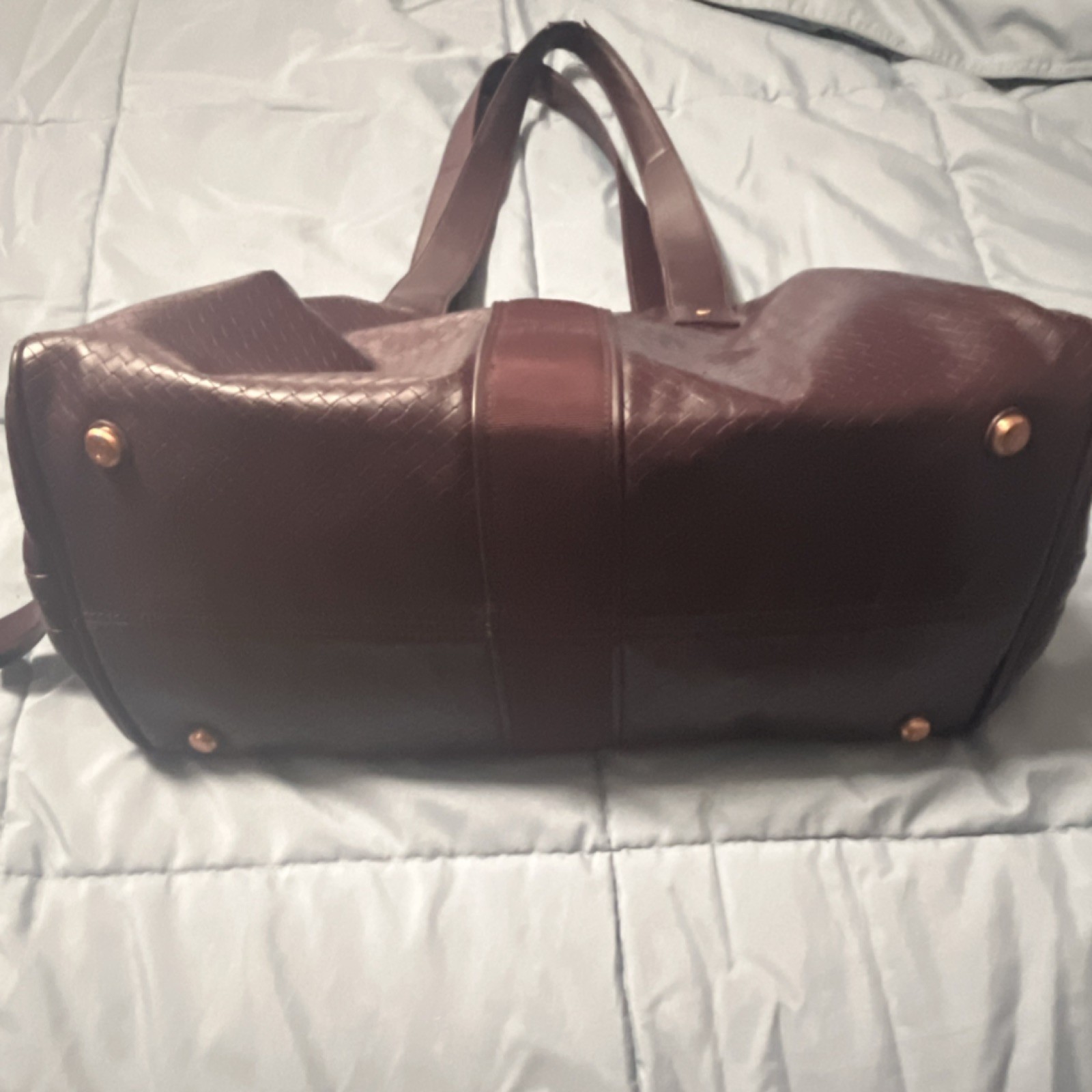 Lululemon Burgundy Gym Bag Polyester Zip Adjustable Strap Multifunction Compart…