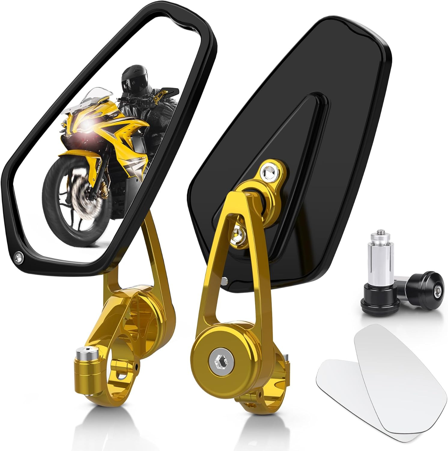 CNC Motorcycle Mirrors - 7/8" (22Mm) Bar End Rear View Mirrors Compatible with M