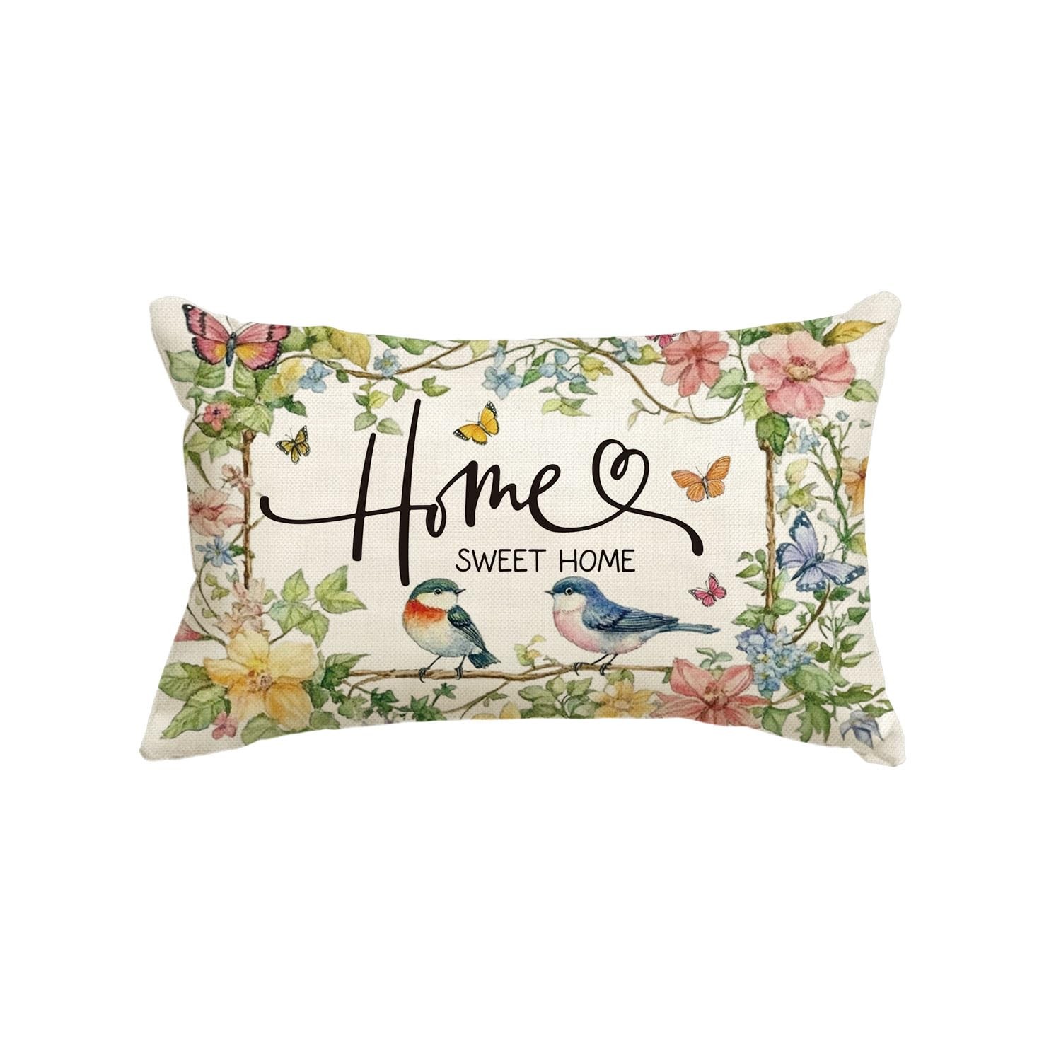 AVOIN colorlife Home Sweet Birds Floral 20" x 12" (Pack of 1), Green
