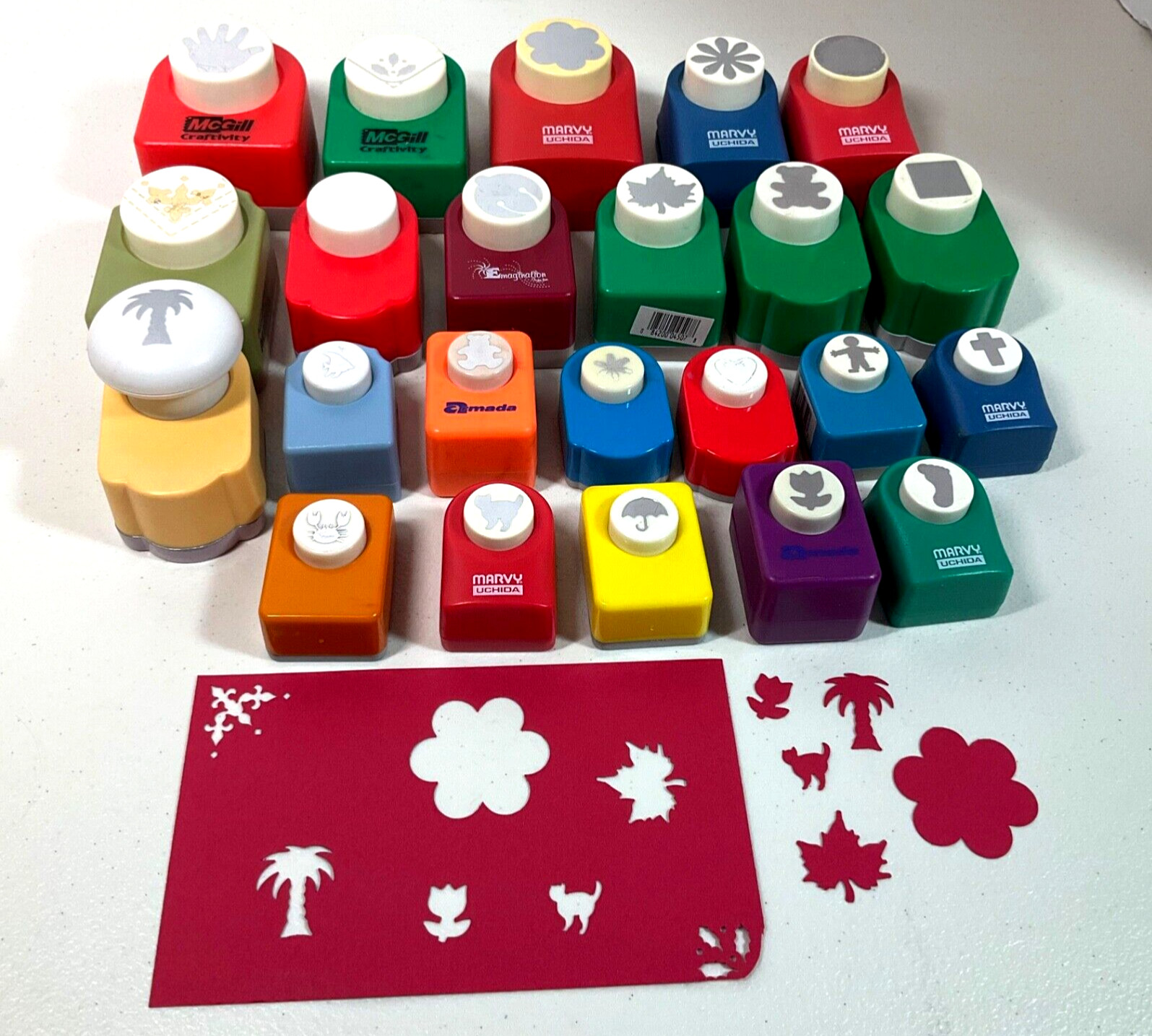 Paper Craft Punches Mixed Lot Of 23 Palm Tree Animals Boarders Etc Scrapbooking