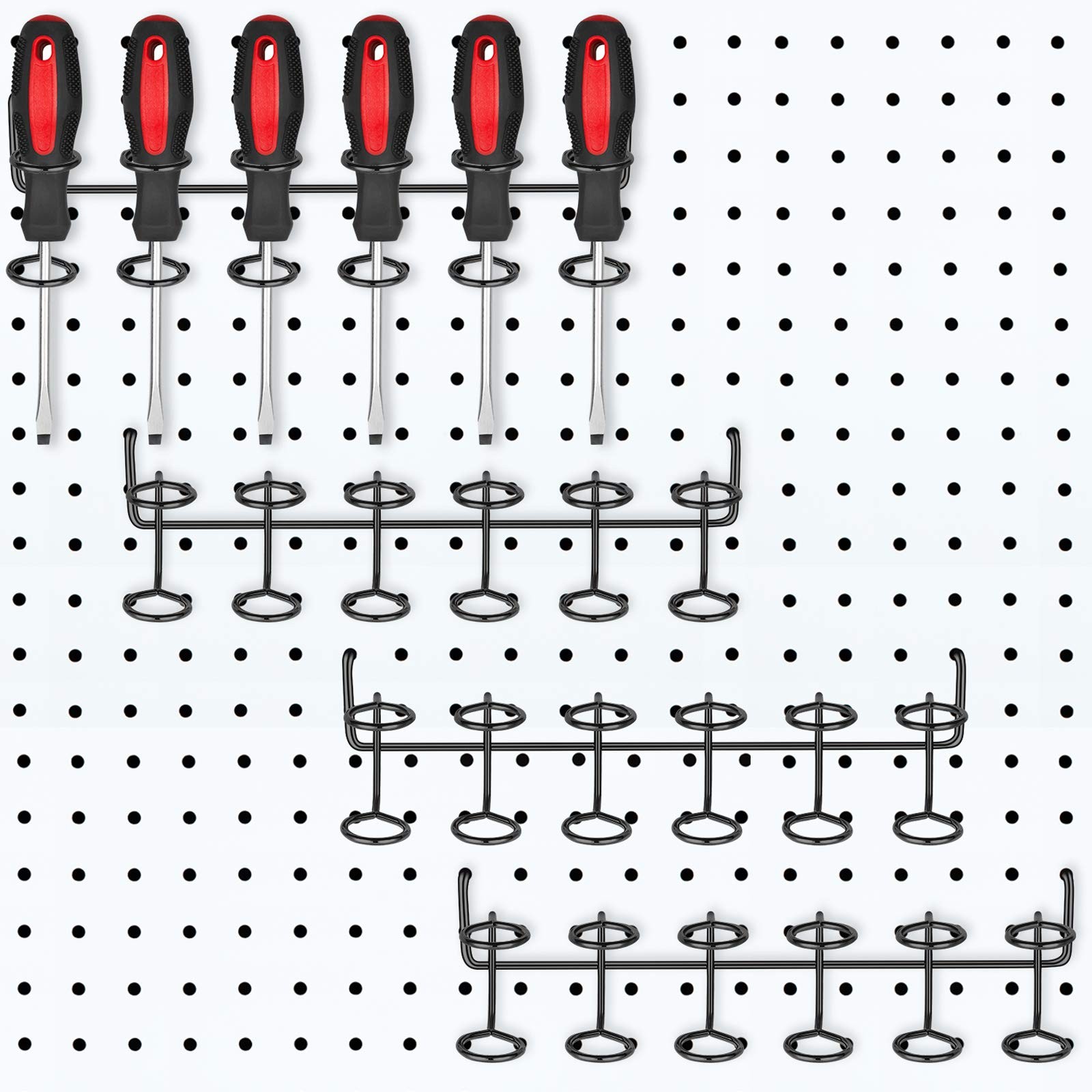 Ripeng 4 Pieces Pegboard Screwdriver Holders Peg Board Organizer Black