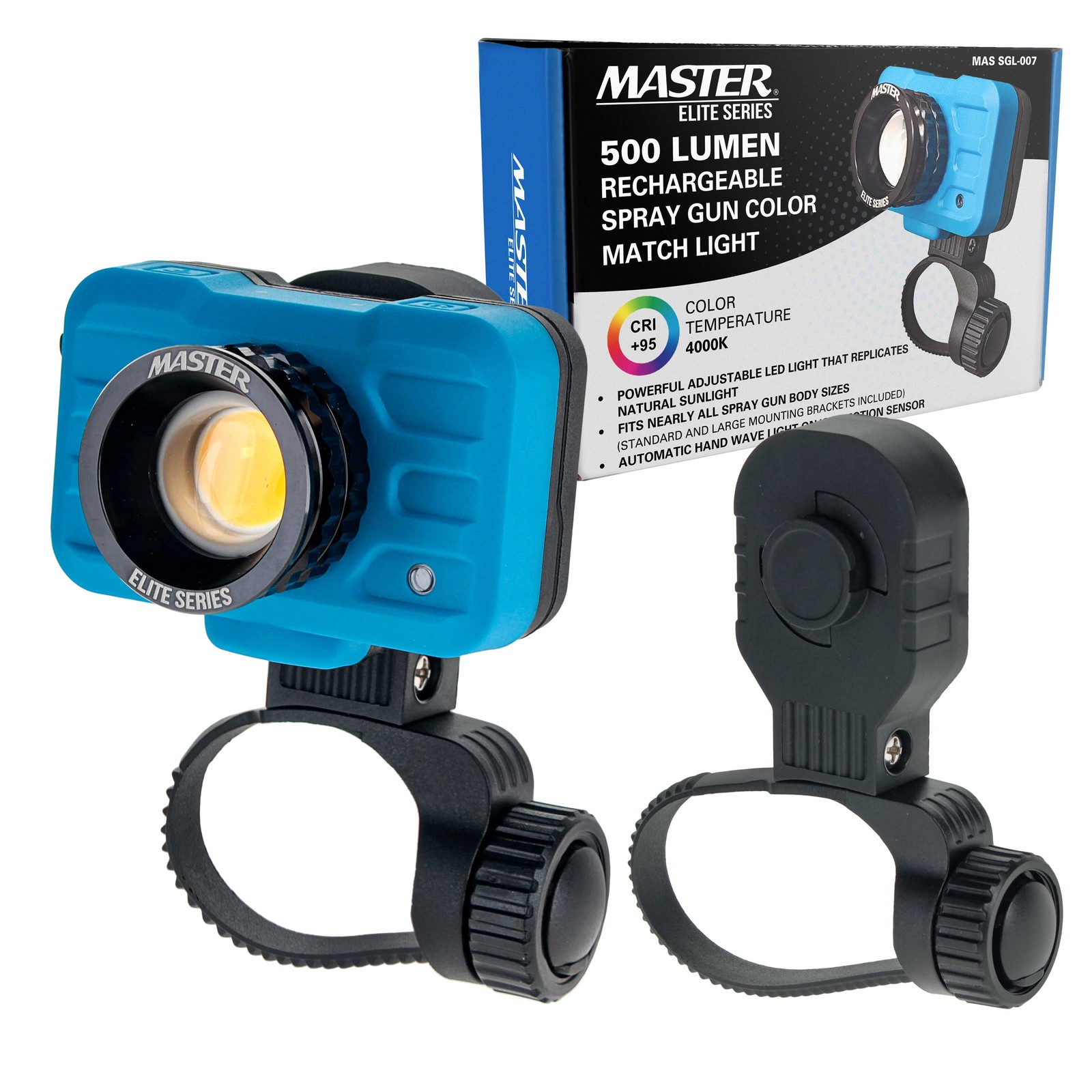 Rechargeable Spray Gun Mount Color Match Light, 500 Lumen LED, Natural Sunlight