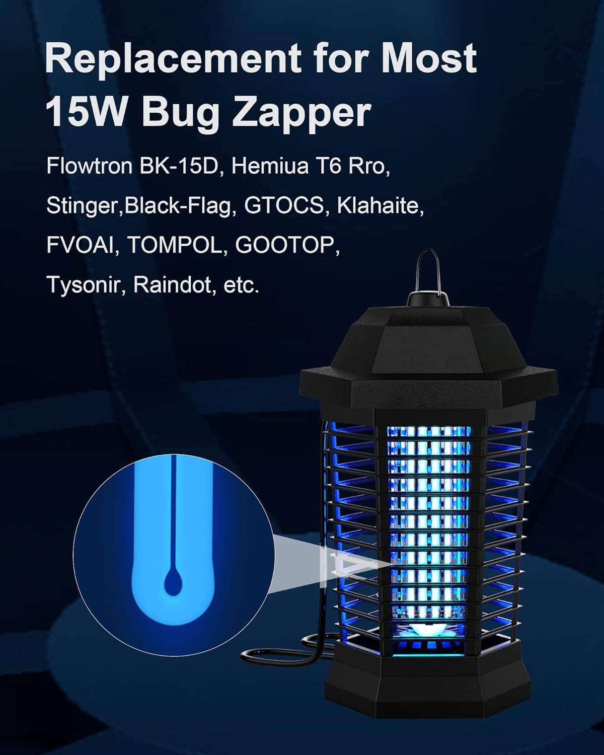 Bug Zapper Replacement Light Bulb, 15W, 4-Pin Base, U-Shaped, 4 Pack