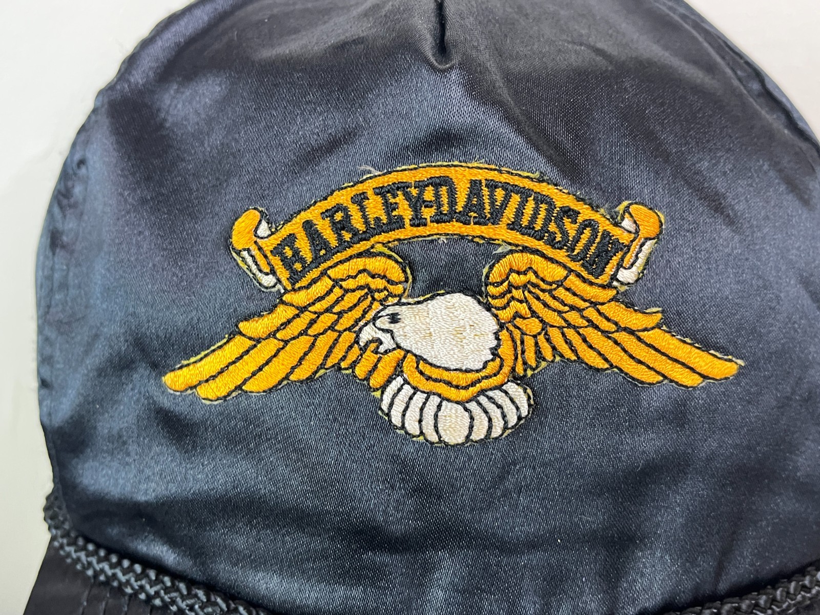 Vintage embroidered eagle Harley Davidson Iron on patch snapback hat cap satin