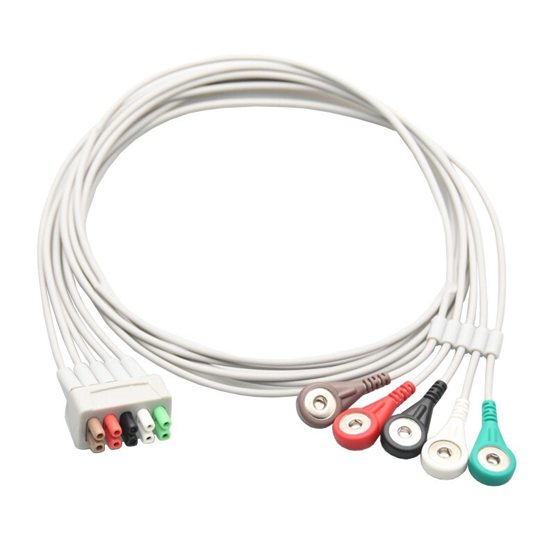 ECG Leadwire Patient Cable 5-Leads Snap for GE Healthcare Marquette/Draeger 6400