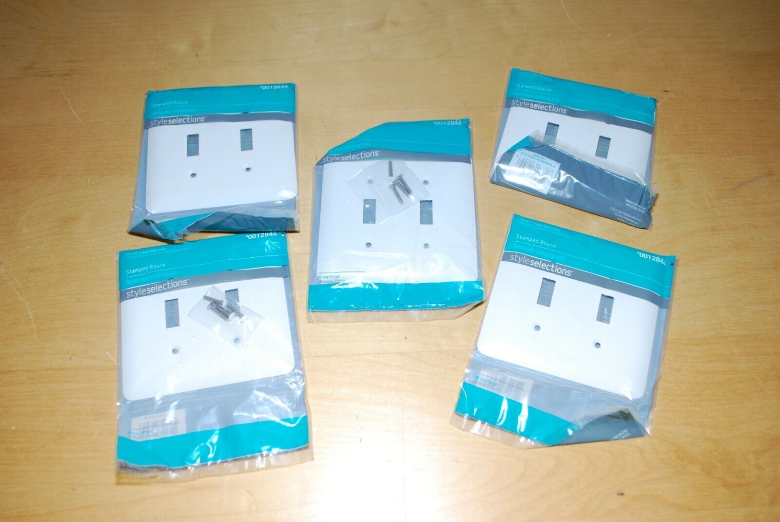 Stamped Round 2-Gang Double Toggle Wall Plate WHITE 0012844 LOT OF 5