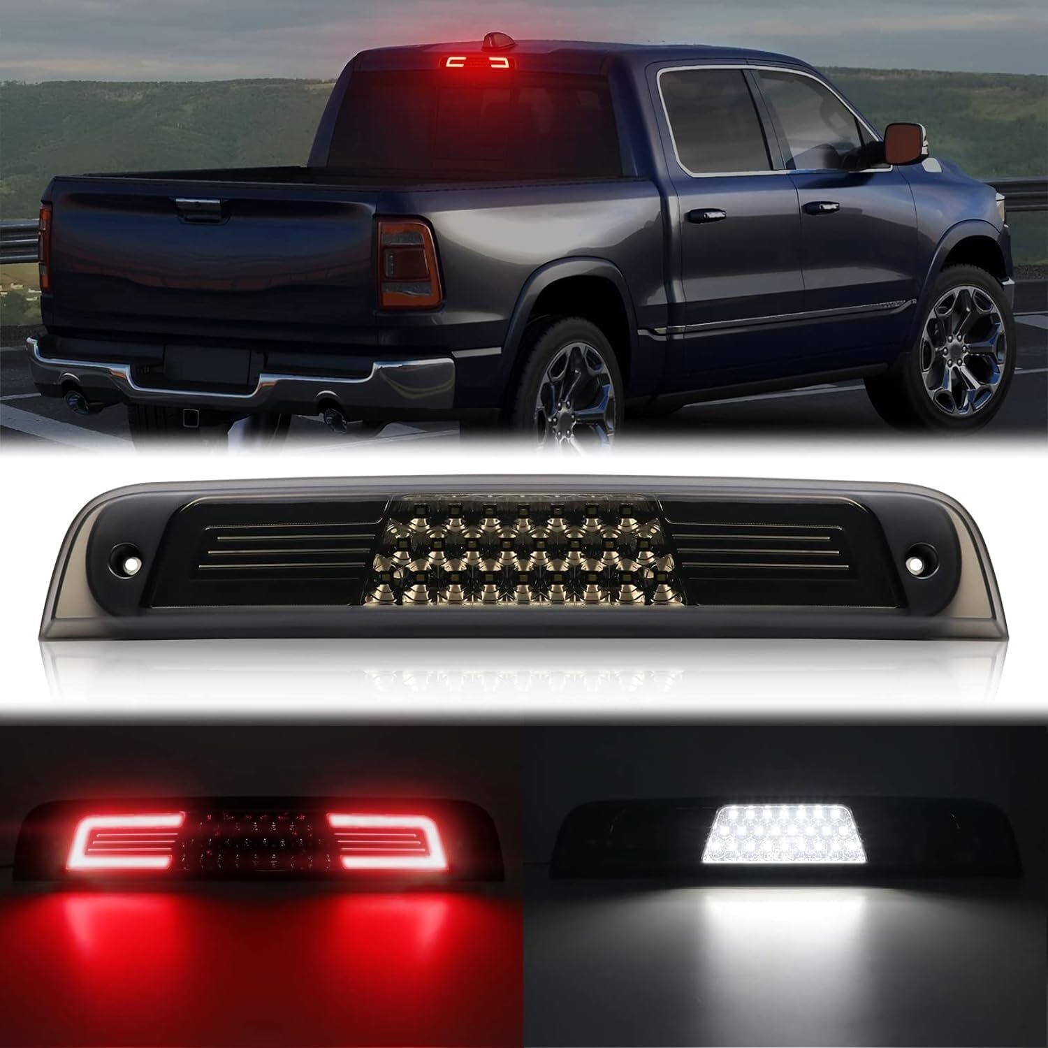 For 19-23 Dodge Ram 1500 LED 3rd Third Brake Light Cargo Center High Mount Lamp
