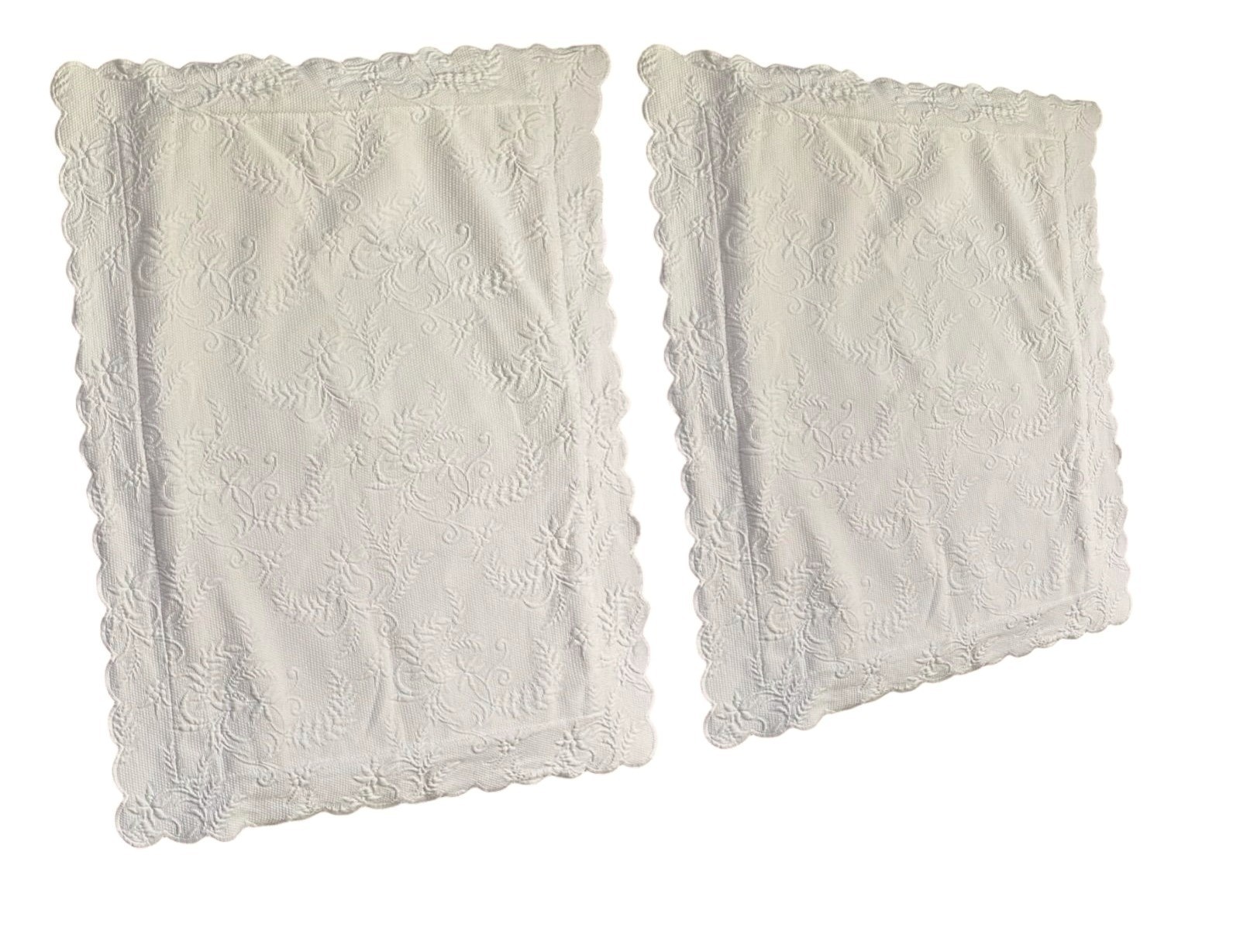 Vintage Peacock Alley Ivory Allyson Pillow Shams Made In Portugal Scalloped Edge