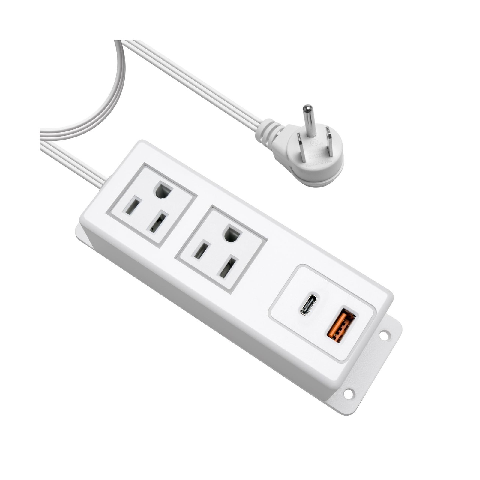 Multiple Plug Outlet with USB C 20W Wall Mounted Power Strip Under ... Fast Ship
