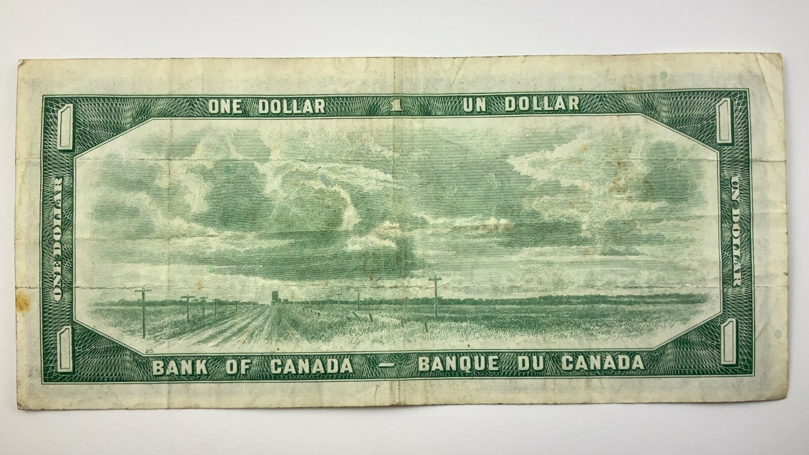1954 Canada 1 One Dollar Circulated Banknote HM Prefix Beattie Rasminsky Y672