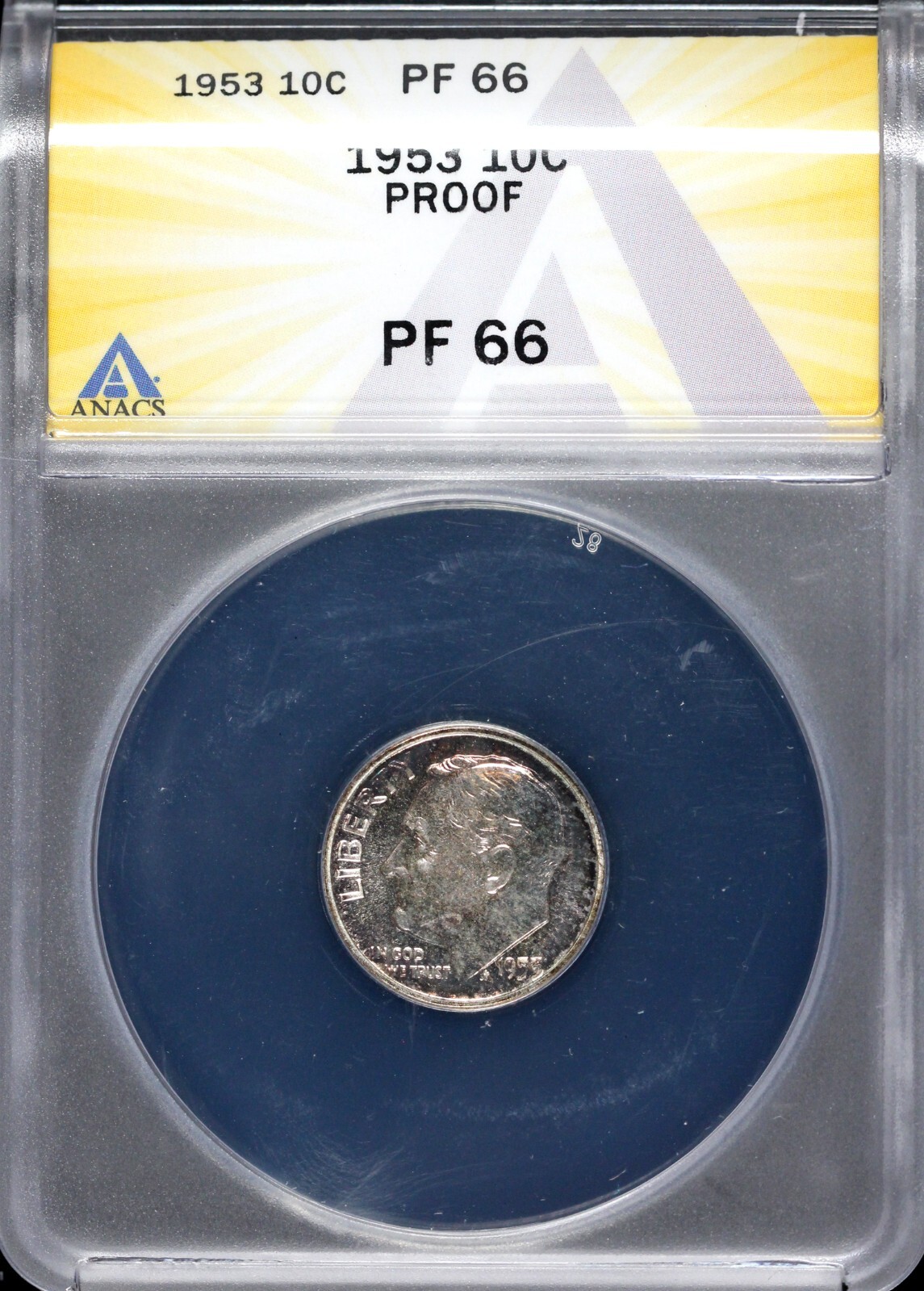 1953 10c Proof Roosevelt Dime ANACS PF 66