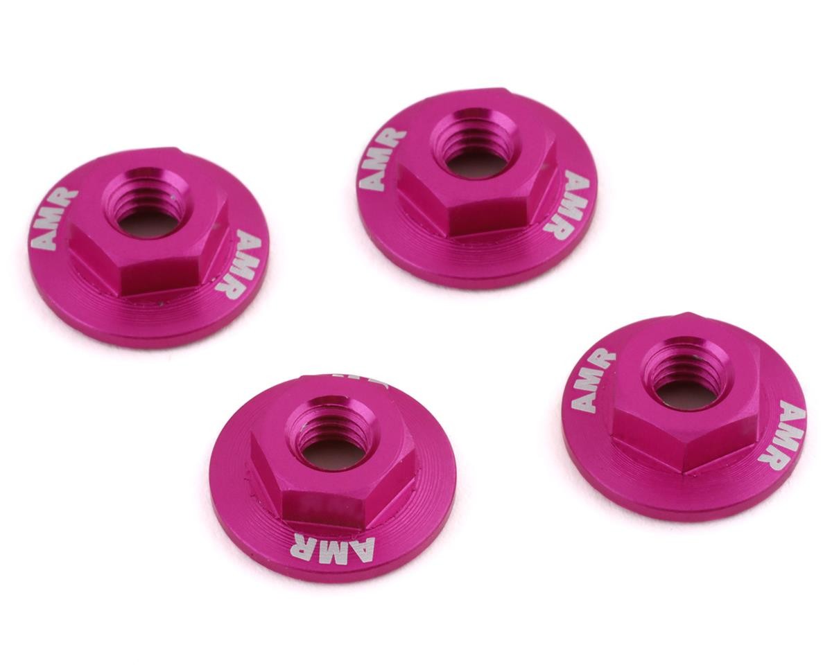 AMR 4mm Aluminum Serrated Flange Nut (Pink) (4) [AMR025PK]