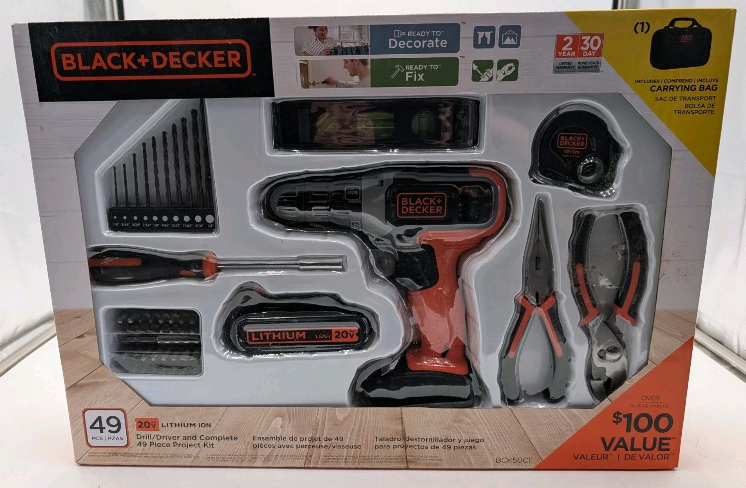 BLACK+DECKER 20V MAX* Cordless Drill With 49-Piece Home Project Kit - BCK50C1