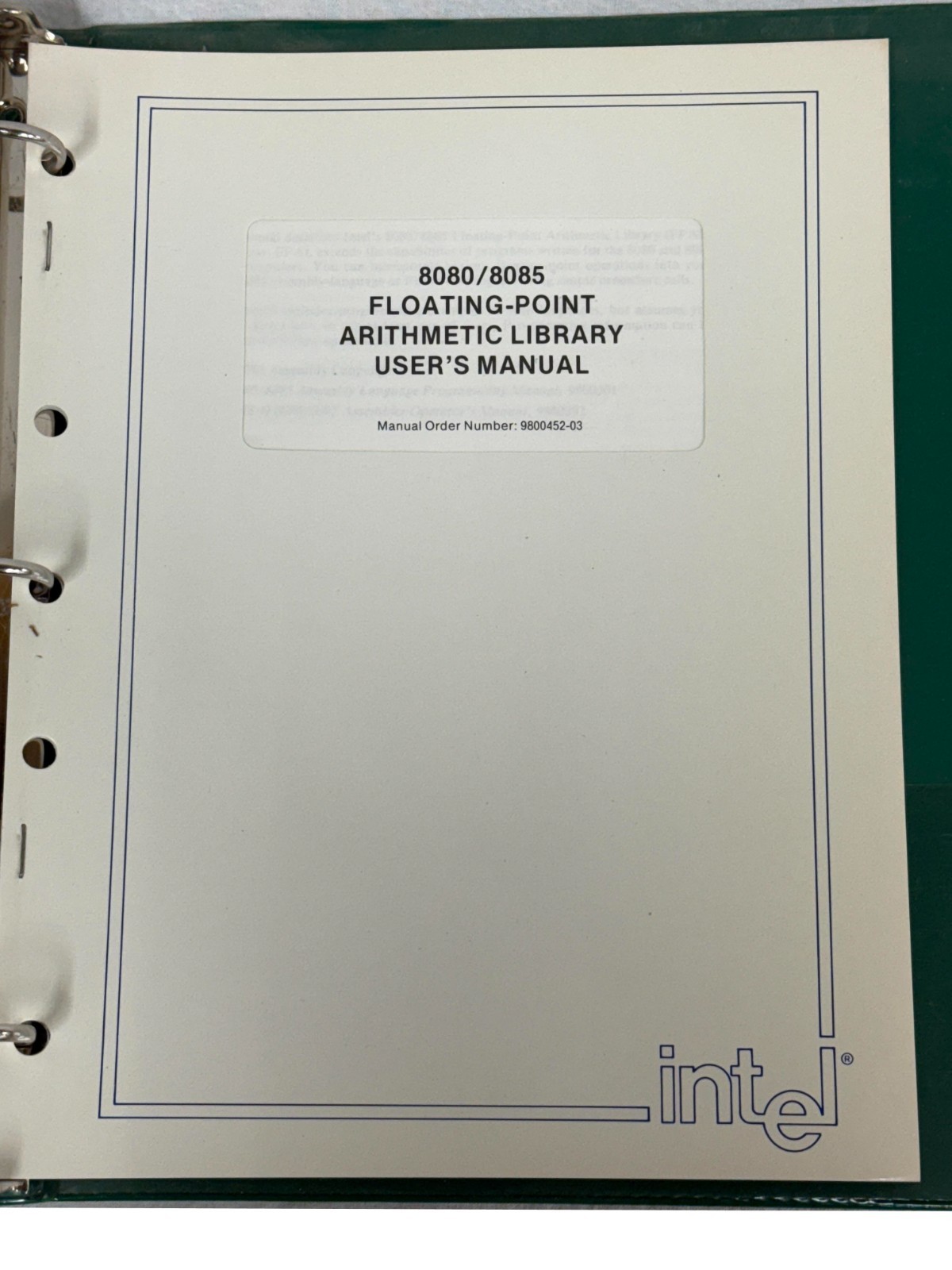 Intel 8080/8085 Assembly Language Macro Floating Point Manuals Plus More