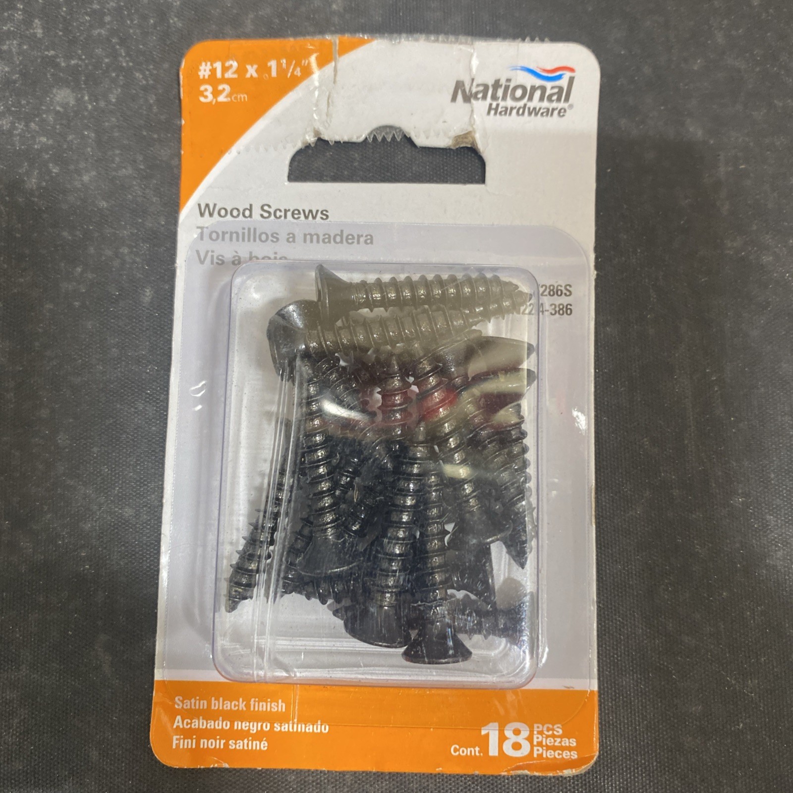 National Hardware N224-386 Steel Black Flat Head V286S Wood Screw #12x1-1/4 in.